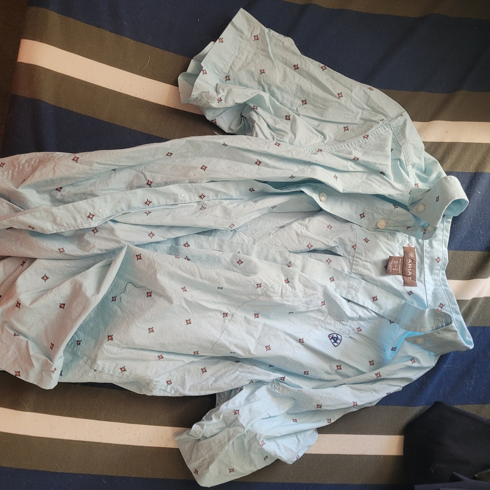 Ariat Sky Blue Patterned Dress Shirt